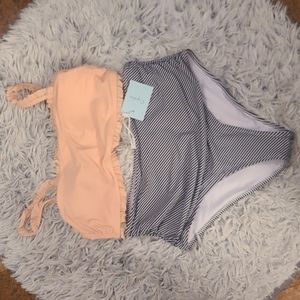 Cupshe Ruffle Bandeau Bikini w/High Waist Bottom